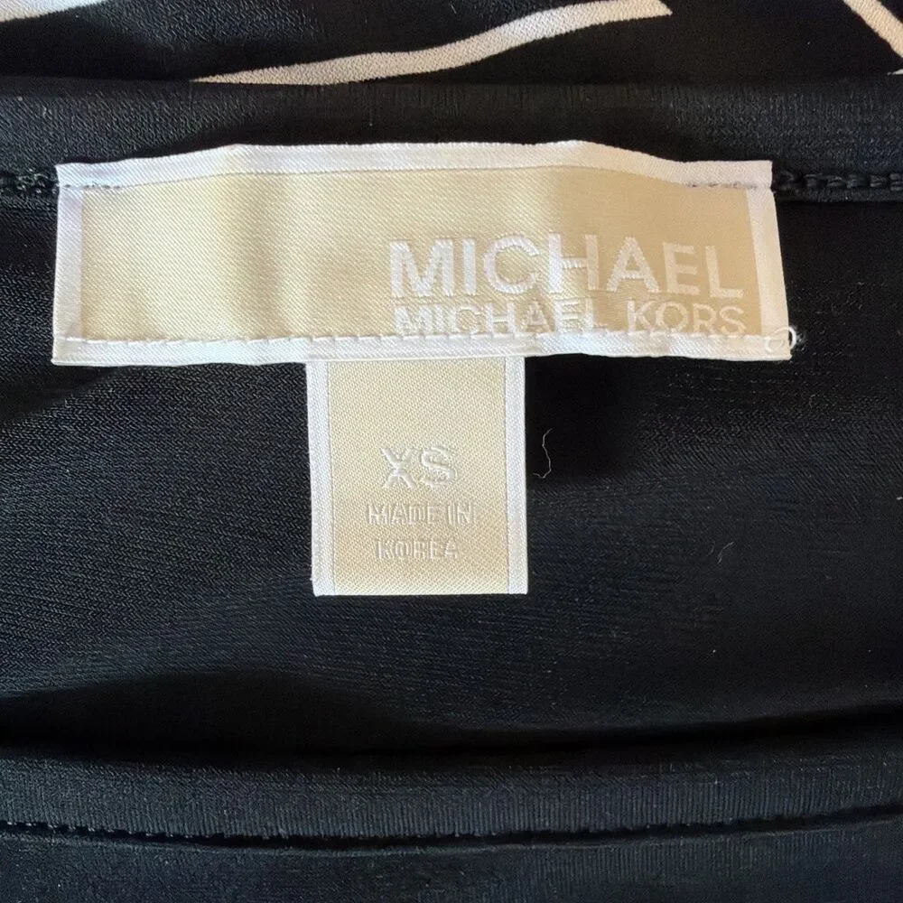 Michael Kors Mid 2010s Geometric Black And Peach Dress Size XS